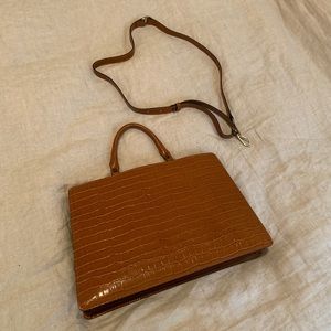 Brown Italian leather structured purse